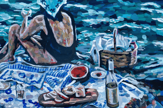 "Picnic By The Sea" Original Acrylic Painting